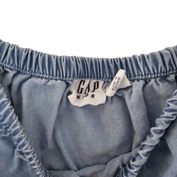GAP Girl's Soft Chambray Short Puff Sleeve One Piece Romper size 10 12 Years - Picture 3 of 4